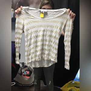White and Gold Jennifer Lopez Long sleeve shirt